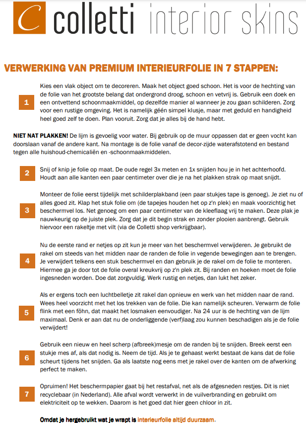 Stappenplan interieur plakfolie