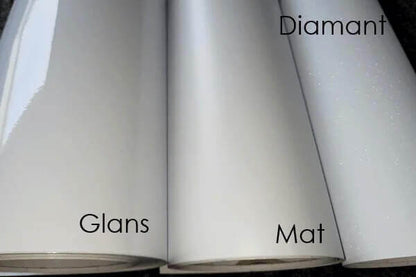 Vergelijk Glans - Mat - Diamant Wit wrapfolie 152CM - COLLETTI.nl