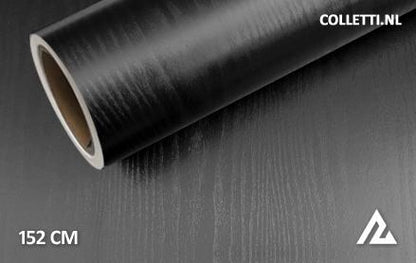 Hout nerf print zwart wrapfolie 152CM