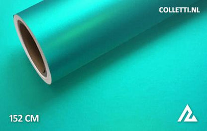 Mat chroom turquoise wrapfolie 152CM - COLLETTI.nl